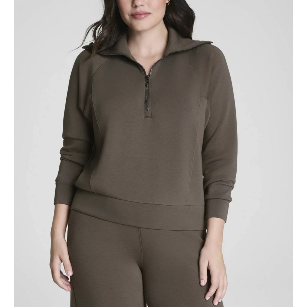 Spanx AirEssentials SET Half Zip Sweatshirt & Barrel Leg Pant Mineral Size Small - Picture 5 of 16